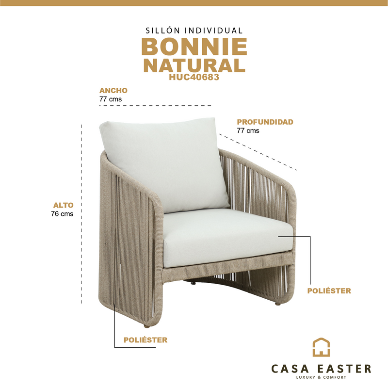 Cargue la imagen en el visor de la galería, sillón individual Bonnie colo natural - HUC40684