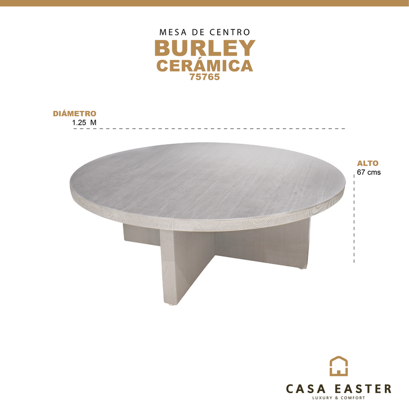 Cargue la imagen en el visor de la galería, Mesa De Centro Circulalr de Ceramica BURLEY-75765 CasaEaster
