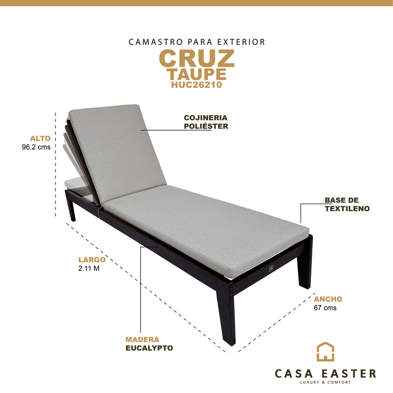 Cargue la imagen en el visor de la galería, Camastro Cruz HUC26210 Color Taupe textilene - HUC26210