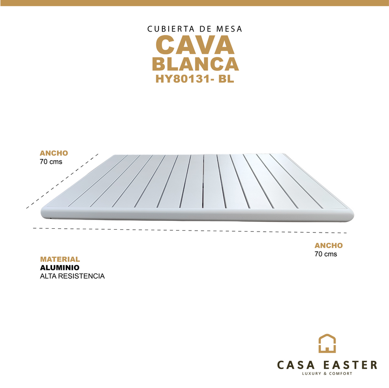 Cargue la imagen en el visor de la galería, Cubierta para Mesa Cava color Blanca cuadrada 70X70 - HY80131-0572-BL