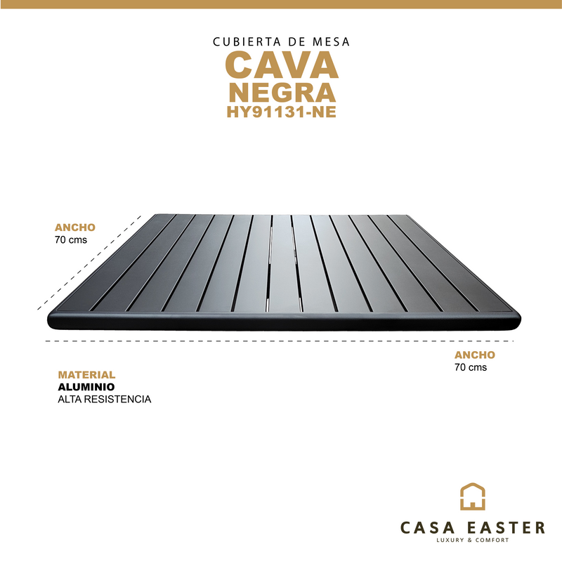 Cargue la imagen en el visor de la galería, Cubierta para Mesa Cava color Negro cuadrada 70X70 - HY91131-0337-NE