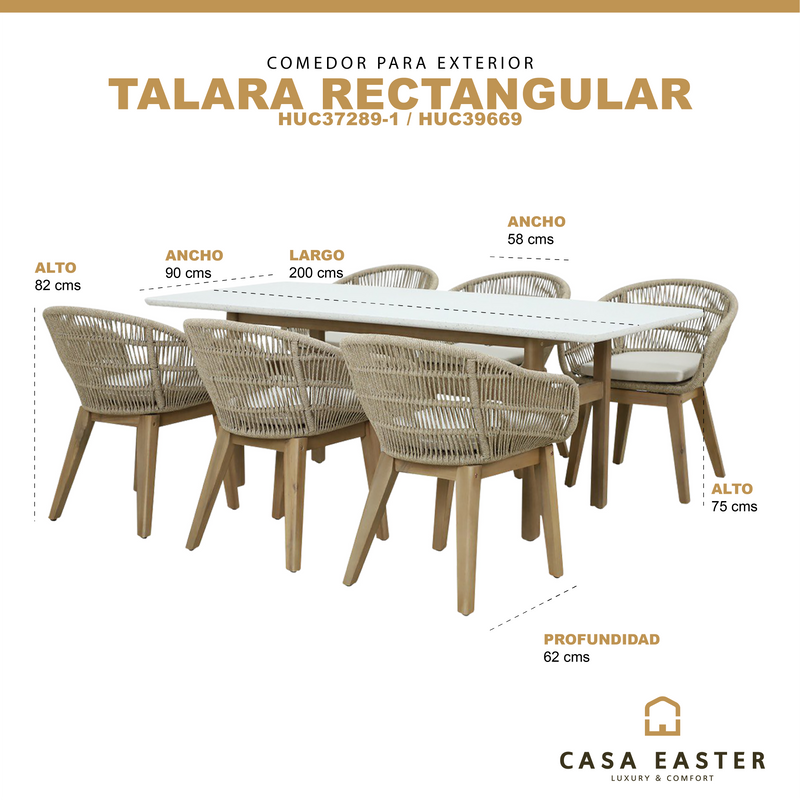Cargue la imagen en el visor de la galería, Comedor Talara rectangular 2 M + 6 sillas talara
