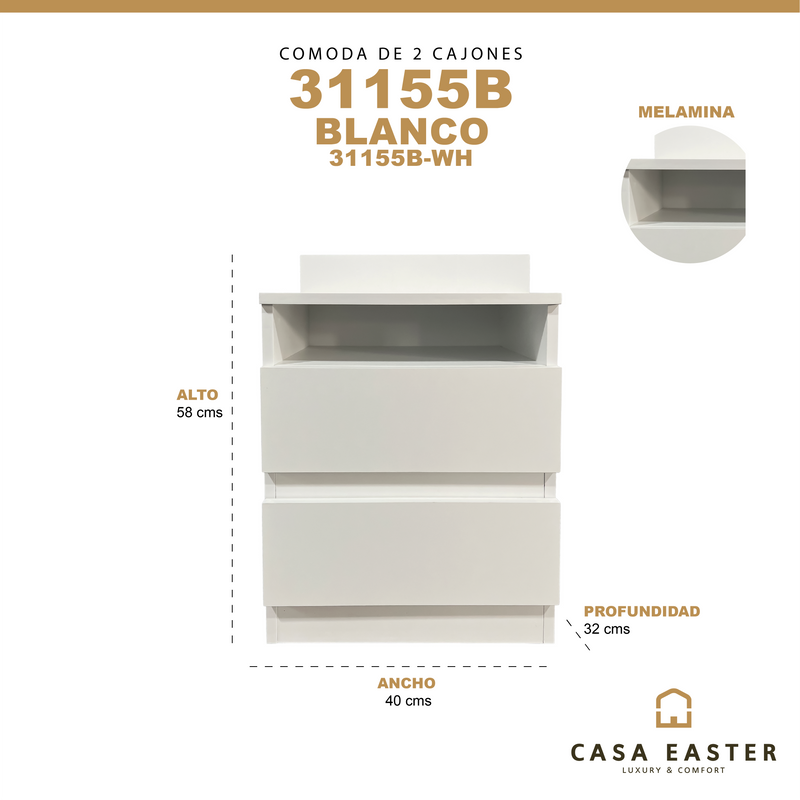 Cargue la imagen en el visor de la galería, Buró 31155B color blanco de 2 niveles - 31155B-WH
