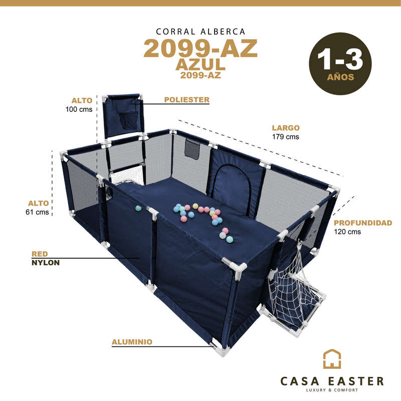 Cargue la imagen en el visor de la galería, Corral-alberca de pelotas infantil color Azul - 2099-AZ