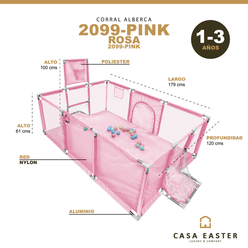 Cargue la imagen en el visor de la galería, Corral-Alberca de pelotas infantil color Rosa - 2099-PINK