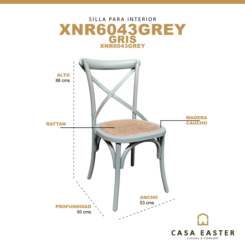 Cargue la imagen en el visor de la galería, Silla de madera para interior Cross color gris - XN6043GREY