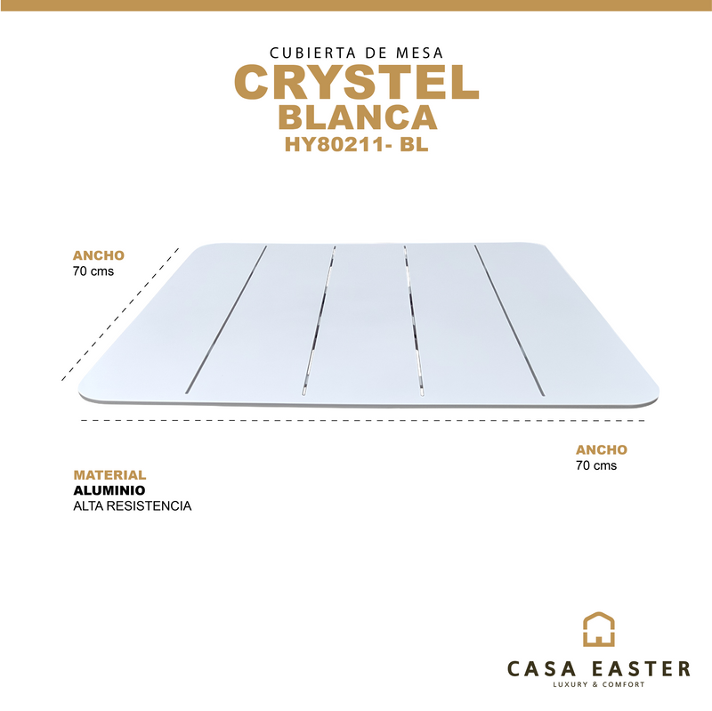 Cargue la imagen en el visor de la galería, Cubierta para Mesa Crystel color Blanca cuadrada 70X70 - HY80211-0572-BL