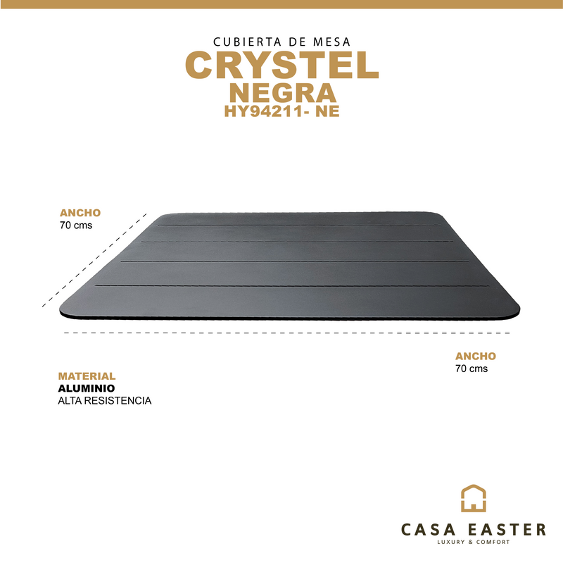 Cargue la imagen en el visor de la galería, Cubierta para Mesa Crystel color Negra cuadrada 70X70- HY94211-0337-NE