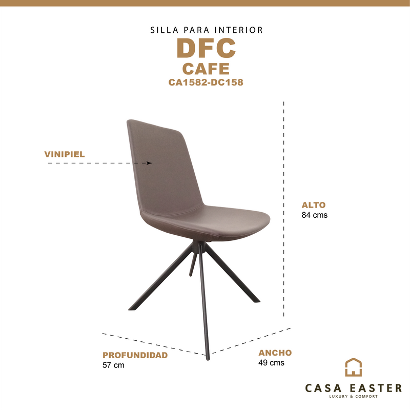 Cargue la imagen en el visor de la galería, Silla para interior Color Café obscuro, DFC estilo vinipiel CA1582-DC158