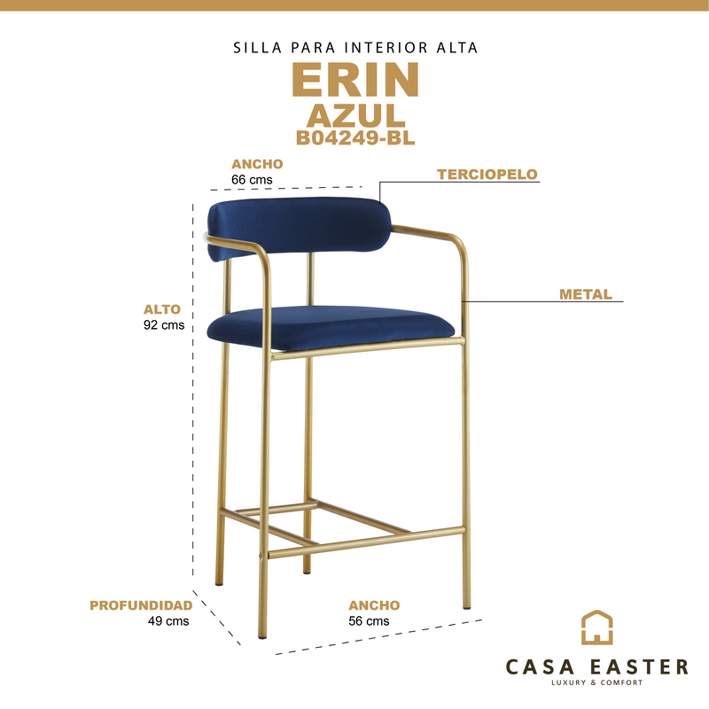 Cargue la imagen en el visor de la galería, Silla alta de Interior Erin B04249-BL azul - B04249-BL