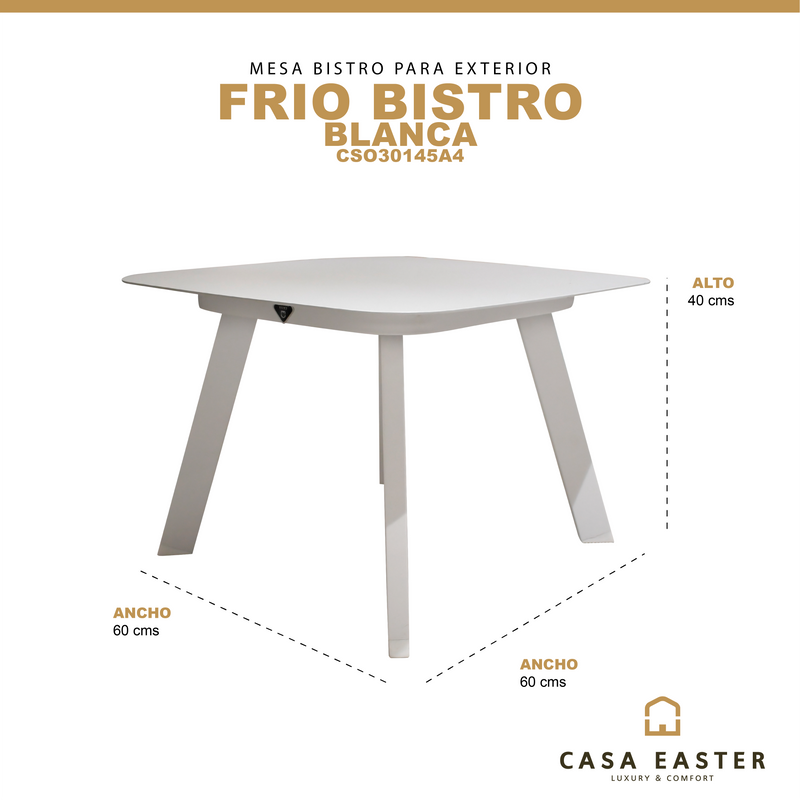 Cargue la imagen en el visor de la galería, Mesa Bistro para Exterior e Interior de Aluminio Color Blanco FRIO- CSO30145A4 CasaEaster