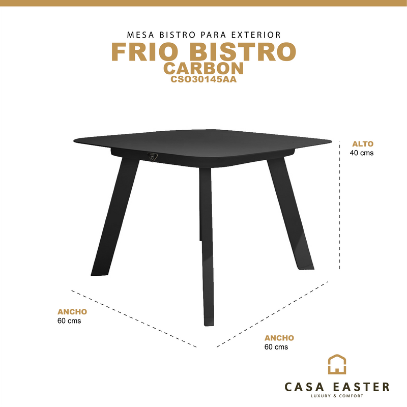 Cargue la imagen en el visor de la galería, Mesa Bistro para Exterior e Interior de Aluminio Color Carbon FRIO- CSO30145AA CasaEaster