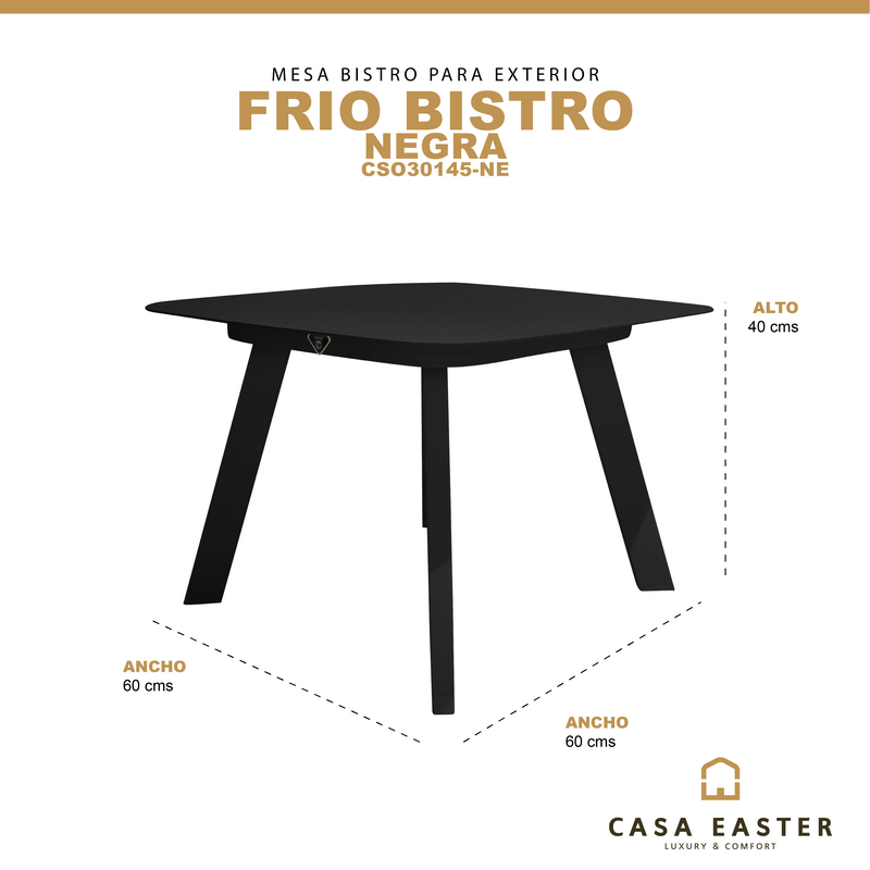 Cargue la imagen en el visor de la galería, Mesa Bistro para Exterior e Interior de Aluminio Color Negra FRIO- CSO30145-NE CasaEaster