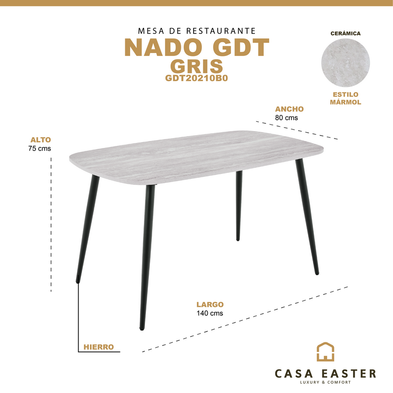 Cargue la imagen en el visor de la galería, Mesa de comedor de interior 1.4M Nado restaurante GDT14 color gris- GDT1401B3 / GDT20210B0