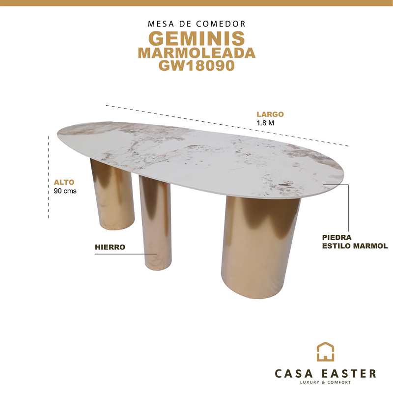 Cargue la imagen en el visor de la galería, Mesa de comedor 1.8 M Geminis marmoleada - GW18090