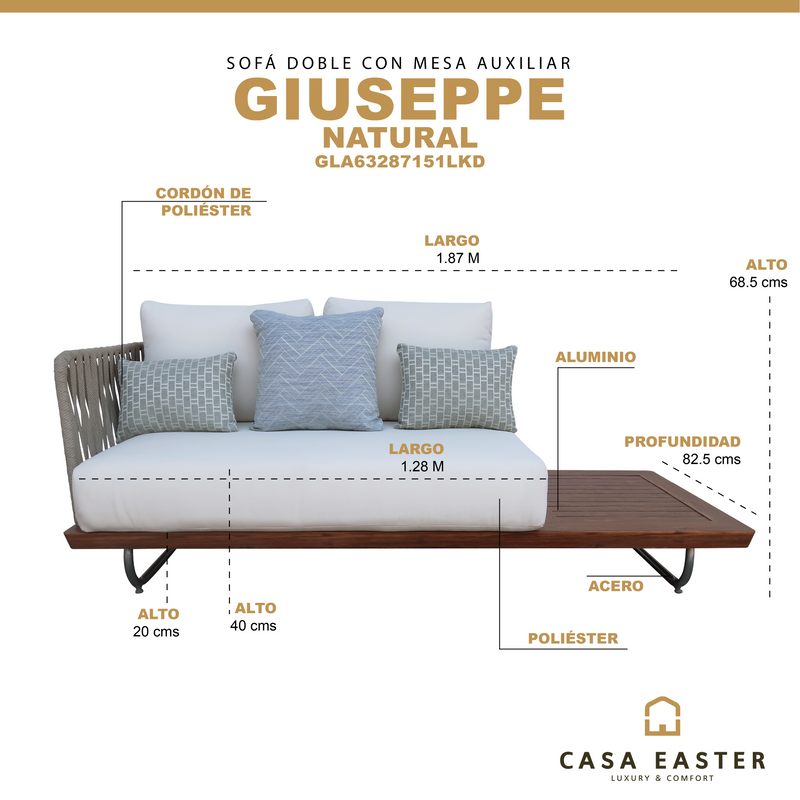 Cargue la imagen en el visor de la galería, Sofa doble Lateral izquierdo Giuseppe - GLA63287151LKD