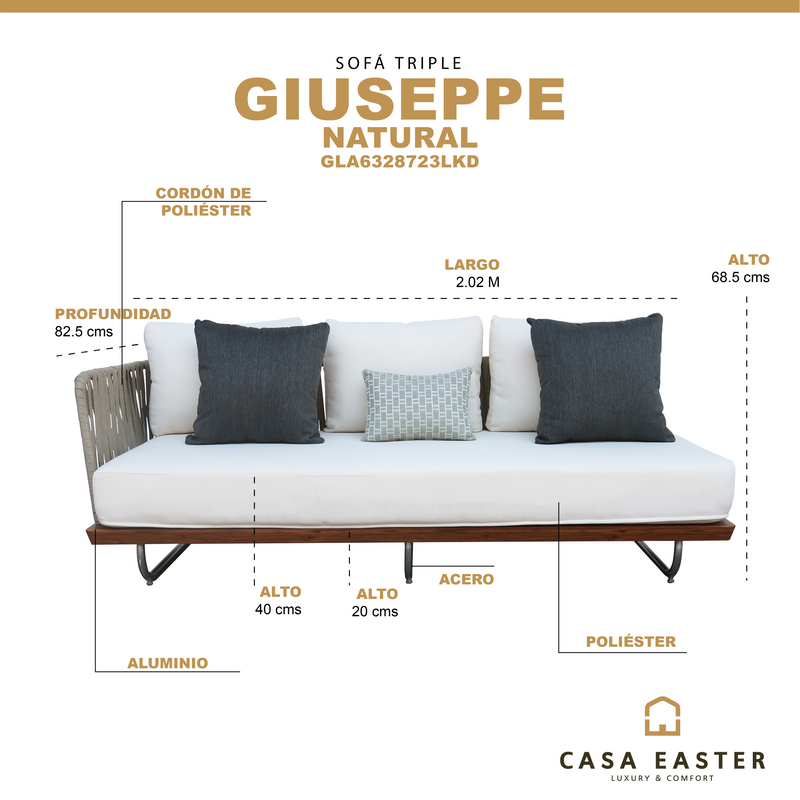 Cargue la imagen en el visor de la galería, Sofa triple Giuseppe - GLA6328723LKD