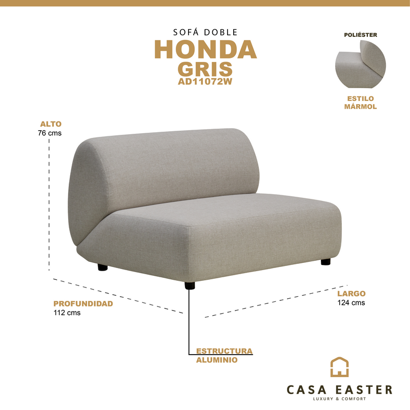 Cargue la imagen en el visor de la galería, Sofá doble sin brazos Honda color gris claro - AD11072W