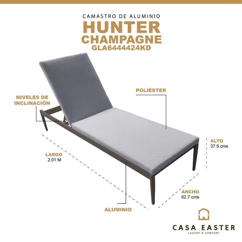 Cargue la imagen en el visor de la galería, Camastro Hunter color Champagne - GLA6444424KD