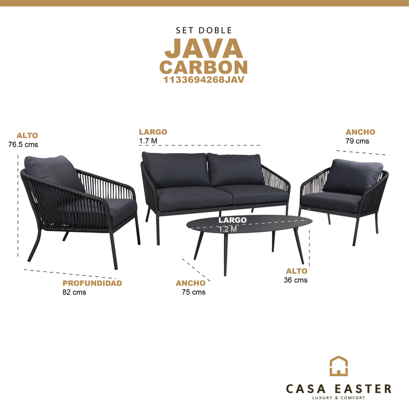 Cargue la imagen en el visor de la galería, Set java Doble color carbon + mesa java ovalada - 1133694268JAV