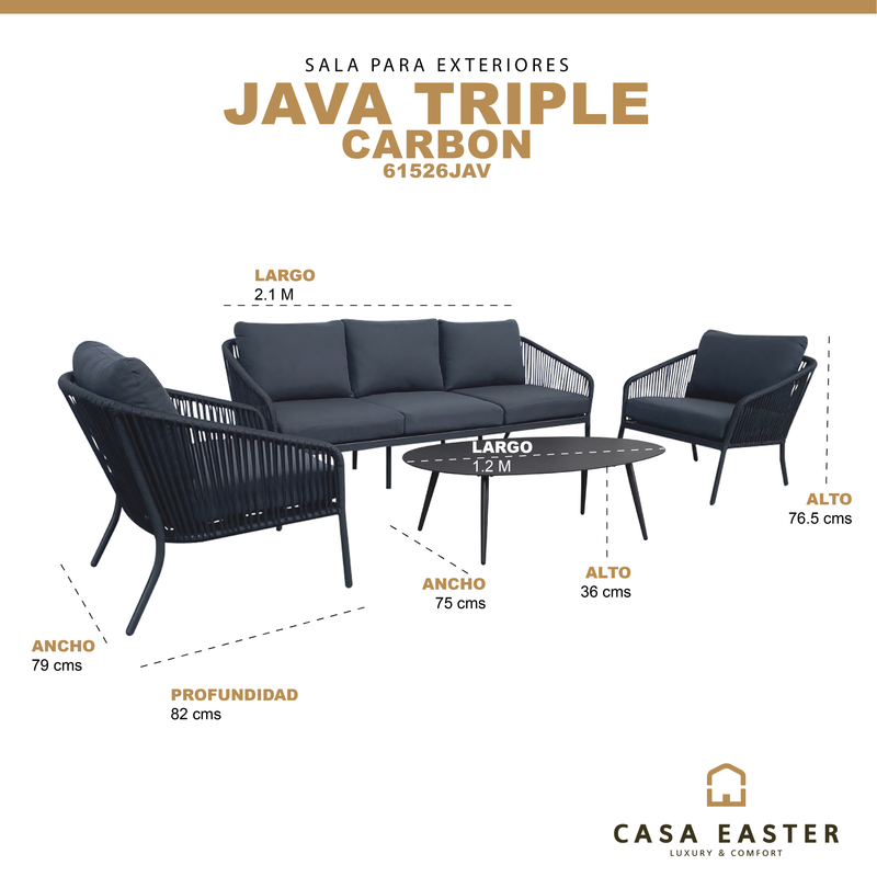 Cargue la imagen en el visor de la galería, Set Java triple color carbon + mesa java ovalada - 61526JAV