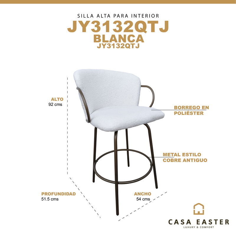 Cargue la imagen en el visor de la galería, Silla Alta para Interior JY3132QTJ blanca - JY3132QTJ