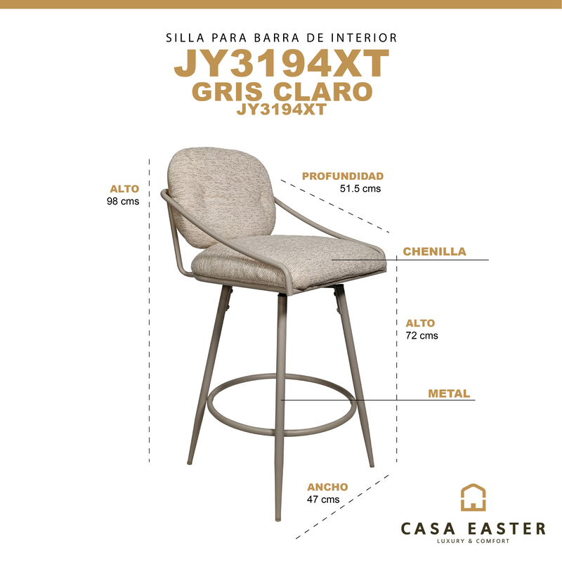 Cargue la imagen en el visor de la galería, Silla alta para Barra JY3194X-T de Interior color Beige - JY3194XT
