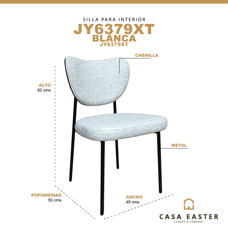 Cargue la imagen en el visor de la galería, Silla de Interior JY6379XT color blanco - JY6379XT