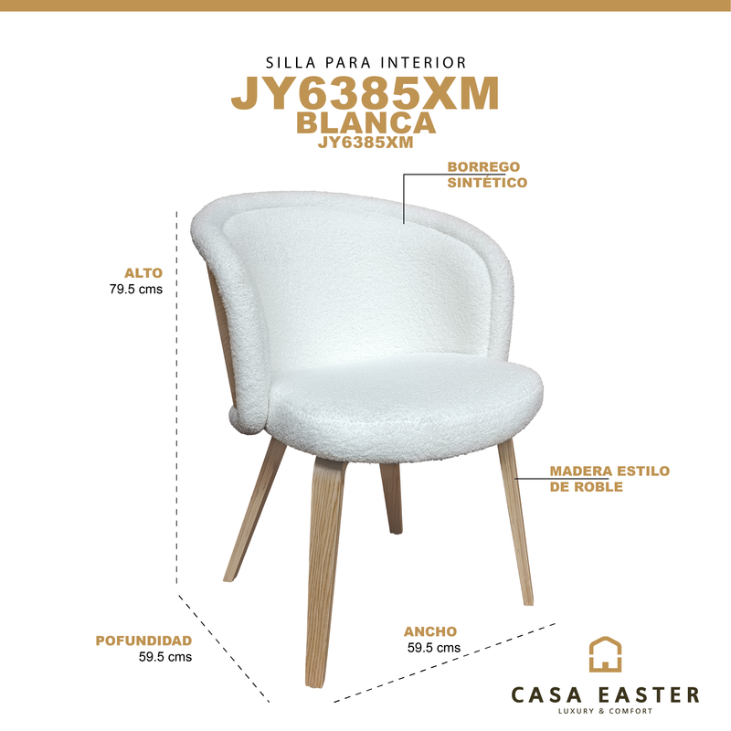 Cargue la imagen en el visor de la galería, Silla de Interior JY6385XM Color blanco - JY6385XM