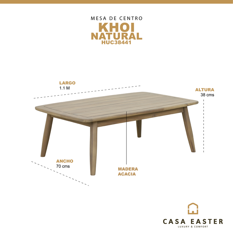 Cargue la imagen en el visor de la galería, Mesa de centro Khoi 1.1M*70 de madera rectangular - HUC38441