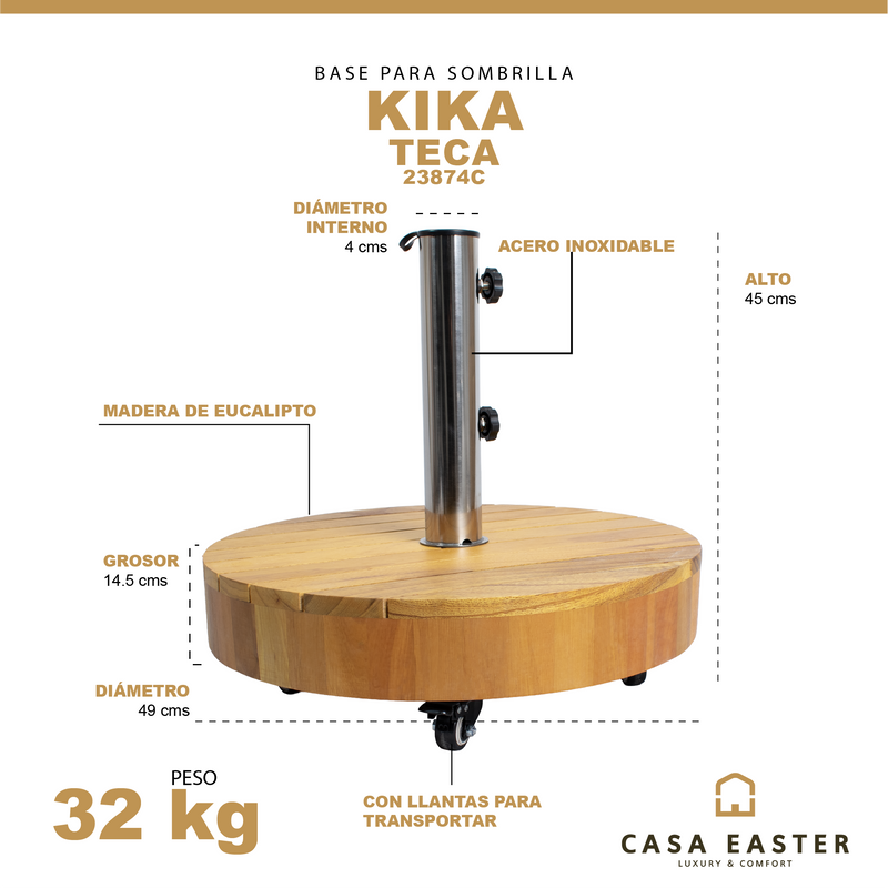 Cargue la imagen en el visor de la galería, Base para sombrilla de madera KIKA color teca oscura - 23874C