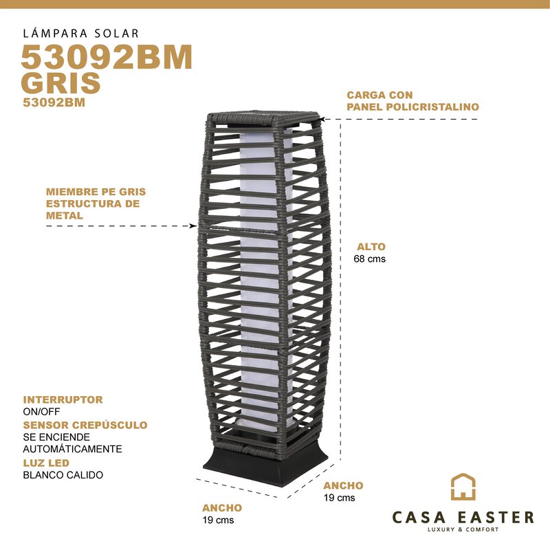 Cargue la imagen en el visor de la galería, Lampara solar metal Gris 53092BM CasaEaster