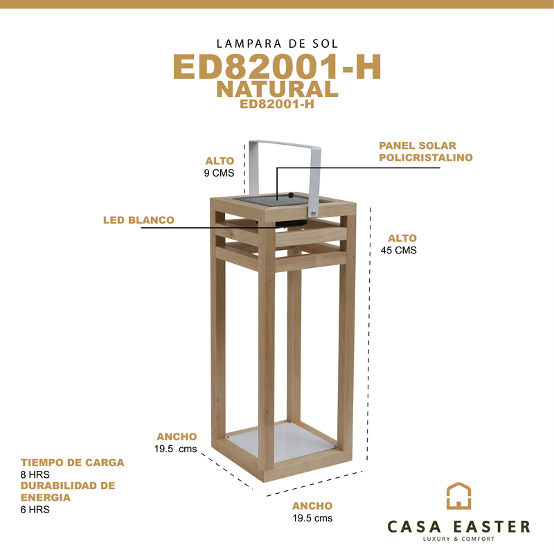 Cargue la imagen en el visor de la galería, Linterna solar alta para jardin ED82001-H CasaEaster
