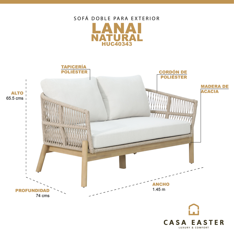 Cargue la imagen en el visor de la galería, Sofá doble Lanai color Natural - HUC40343