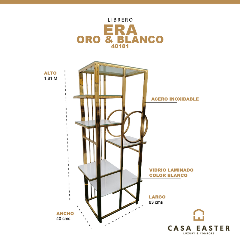 Cargue la imagen en el visor de la galería, Librero / Estante de 5 niveles Era color Oro - 40181