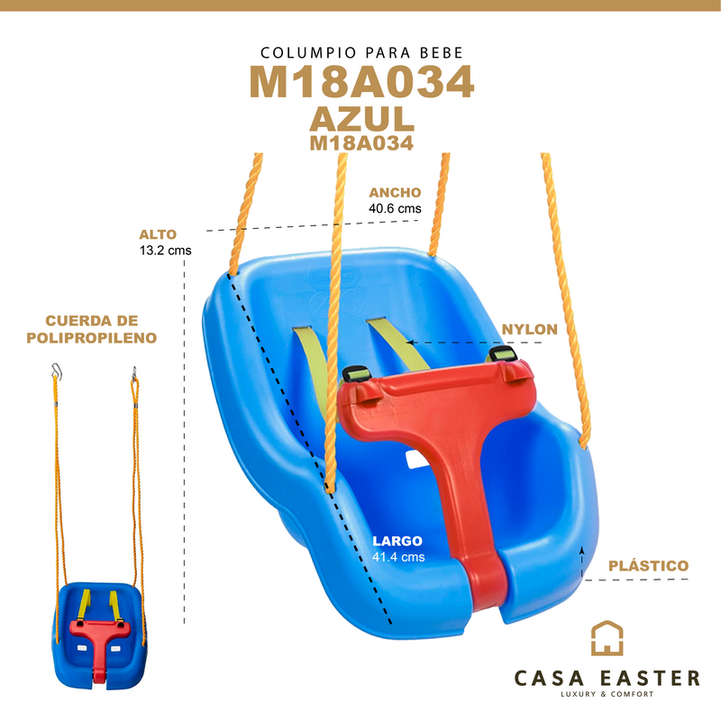 Cargue la imagen en el visor de la galería, Columpio para bebe color azul - M18A034