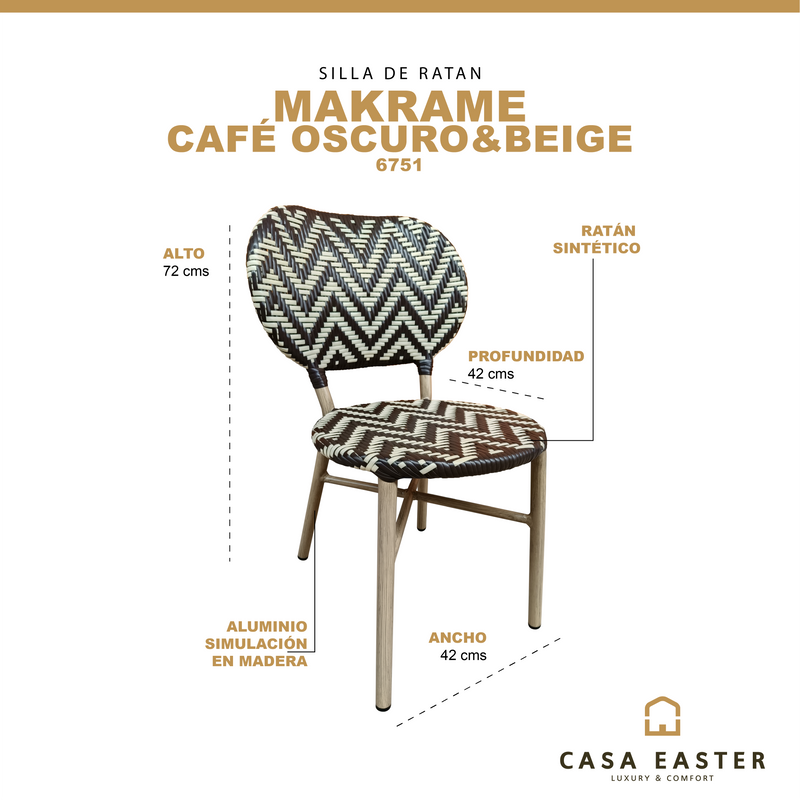 Load image into Gallery viewer, Rattan Chair for outdoor and indoor Dark Brown/Beige MAKRAME - 6751
