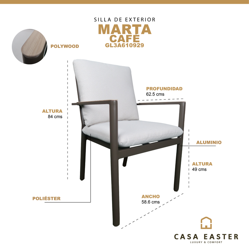 Cargue la imagen en el visor de la galería, Silla de aluminio Marta color café - GL3A610929