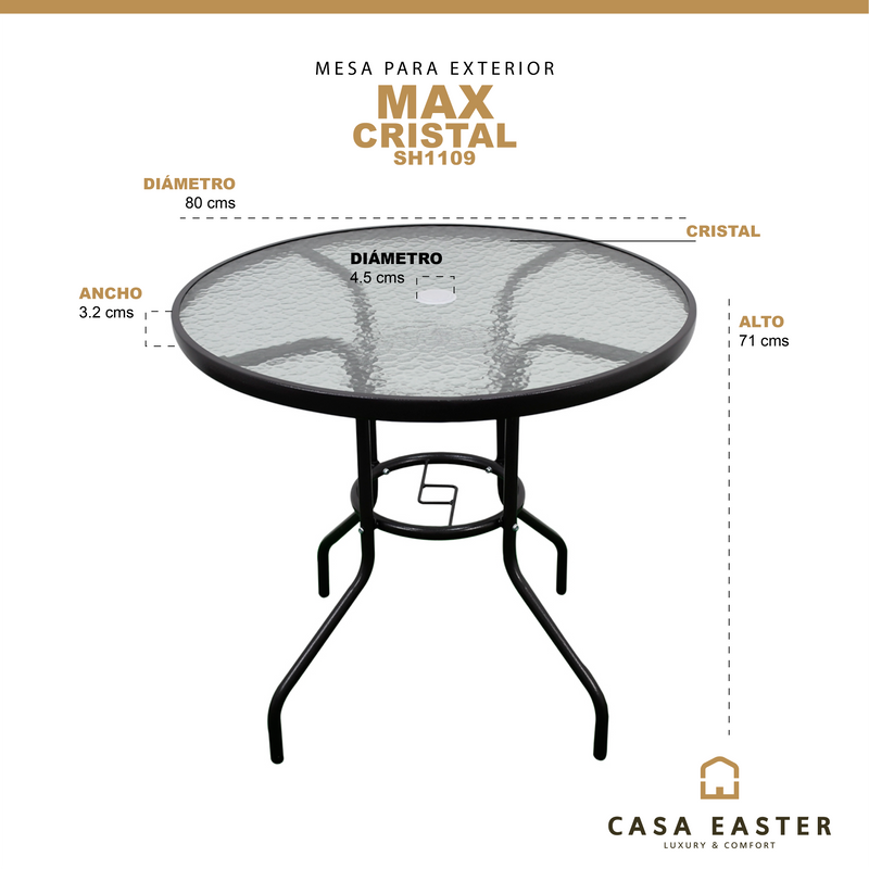 Cargue la imagen en el visor de la galería, Mesa De Cristal para exterior e interior MAX-SH1109 CasaEaster