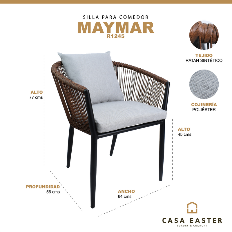 Cargue la imagen en el visor de la galería, Silla de Lazo para Exterior e Interior Color Black MAYMAR-R1245