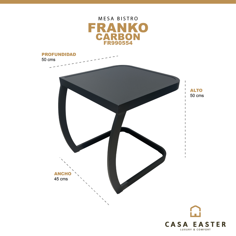 Cargue la imagen en el visor de la galería, Mesa Bistro cuadrada 2 niveles Franko, color Carbon FR990554 CasaEaster