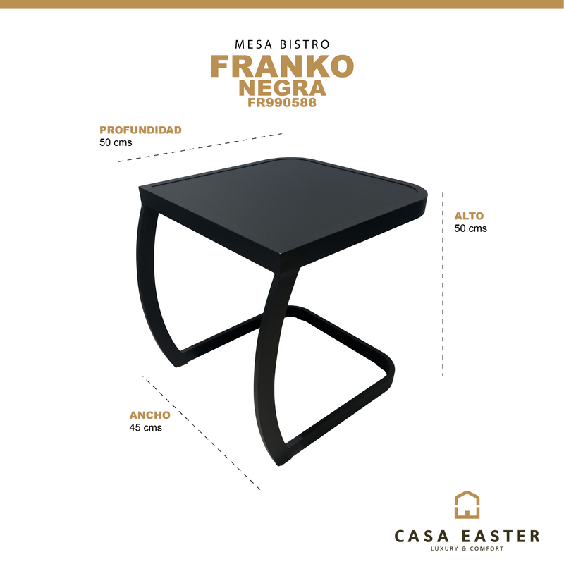 Cargue la imagen en el visor de la galería, Mesa Bistro cuadrada 2 niveles Franko, color negra FR990588 CasaEaster
