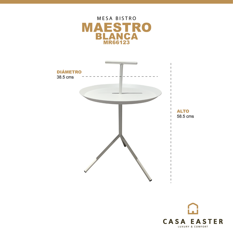 Cargue la imagen en el visor de la galería, Mesa Bistro redonda color Blanca Maestro MR66123 CasaEaster