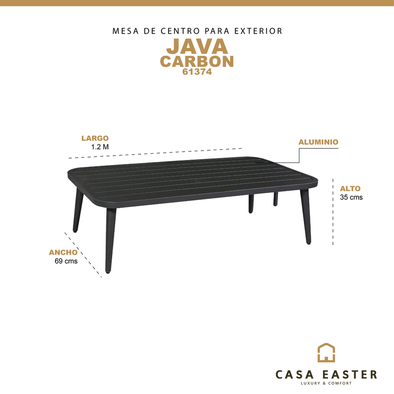 Cargue la imagen en el visor de la galería, Mesa De Centro Rectangular de Aluminio Color Charcoal JAVA 61374 CasaEaster