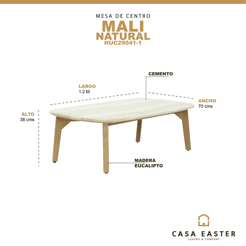 Cargue la imagen en el visor de la galería, Mesa de Centro de madera Mali 1.2 M - HUC29041-1