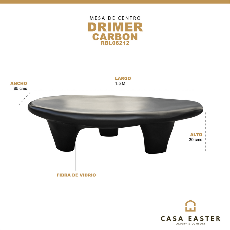 Cargue la imagen en el visor de la galería, Mesa de Centro de Interior Drimer 1.5 M color Negro - RBL06212