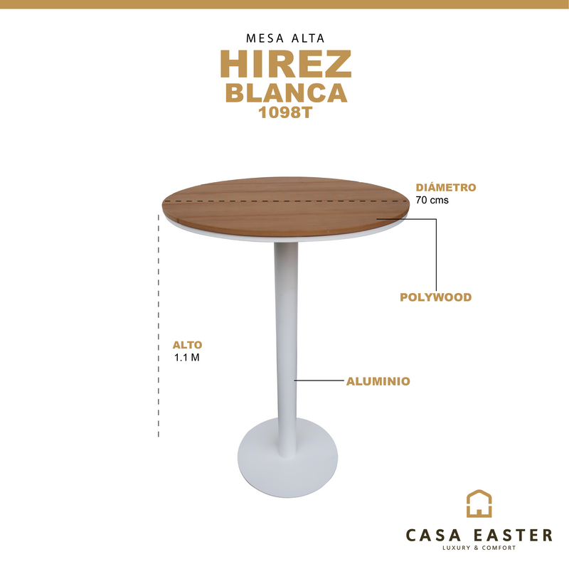 Cargue la imagen en el visor de la galería, Mesa de Barra Hirez D.70cms color Natural&Blanco - 1098T