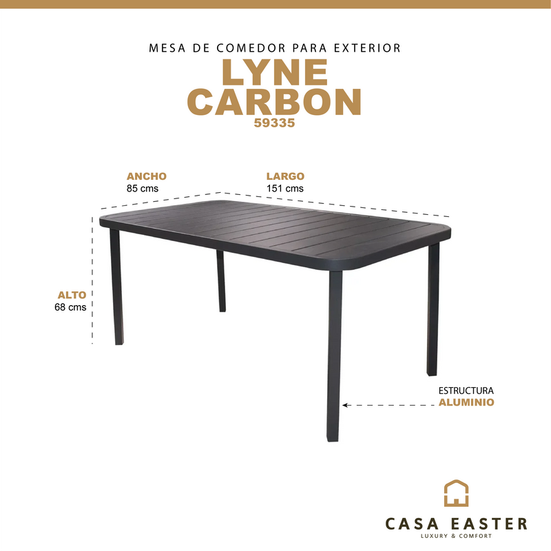 Cargue la imagen en el visor de la galería, Mesa de comedor Lyne 1.51x85 color carbón- 59335