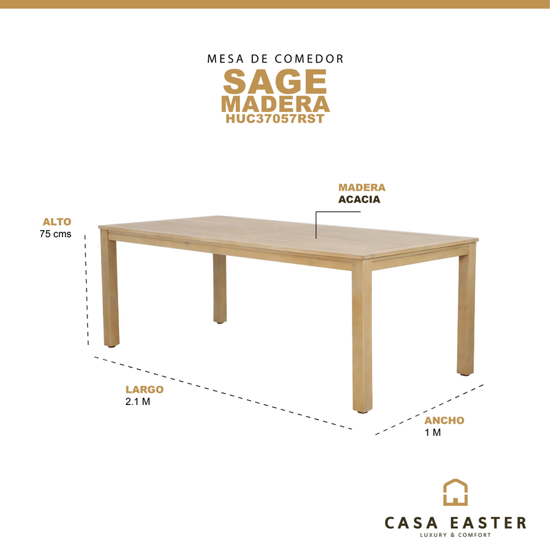 Cargue la imagen en el visor de la galería, Mesa Sage para interior y exterior HUC37057RST Rectangular 2.10*1m - HUC37057RST