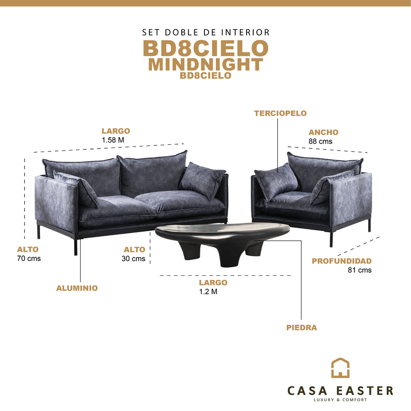Cargue la imagen en el visor de la galería, Set duo minimalista BD82DB + mesa Cielo 1.2 M - BD8CIELO